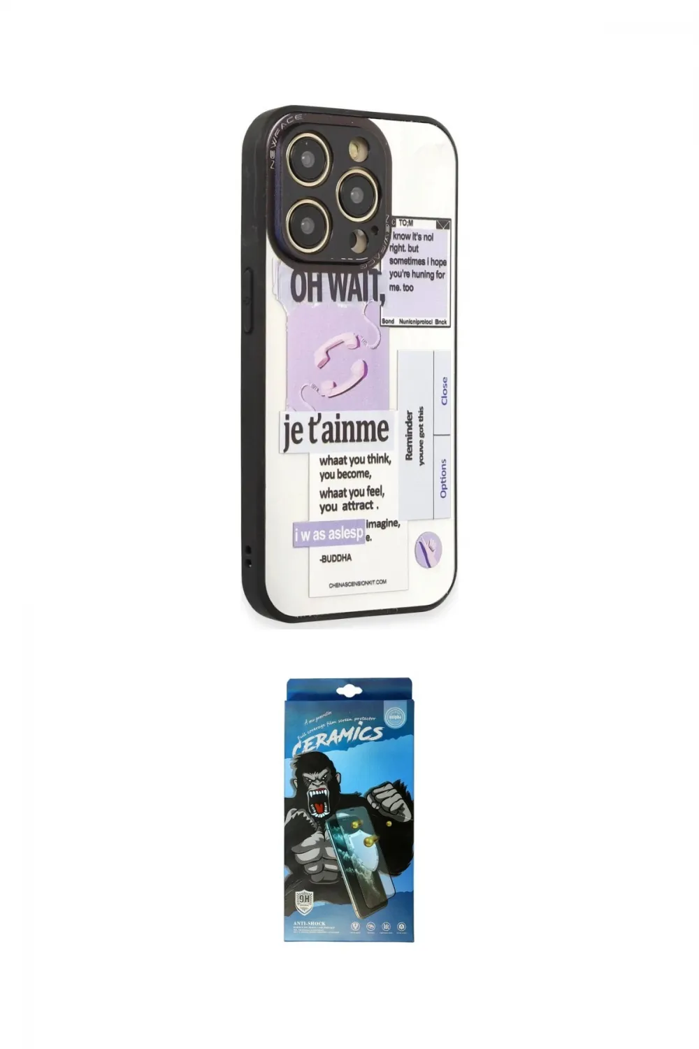ieg™ iPhone 12 Pro Max Kılıf Odak Klasik Serisi - Siyah 34D Izgaralı Cam