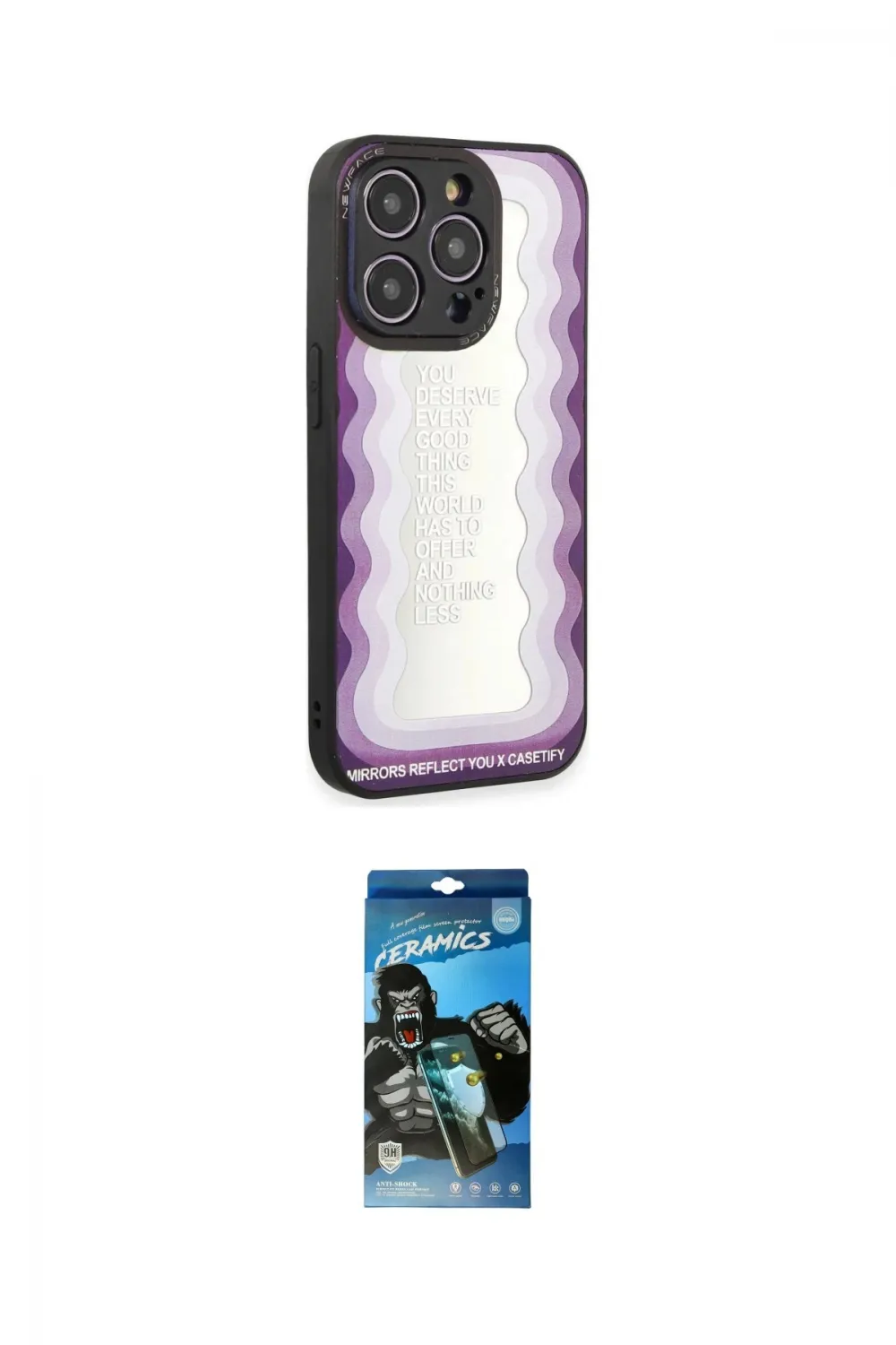 ieg™ iPhone 12 Pro Max Kılıf Odak Klasik Serisi - Siyah 34D Izgaralı Cam