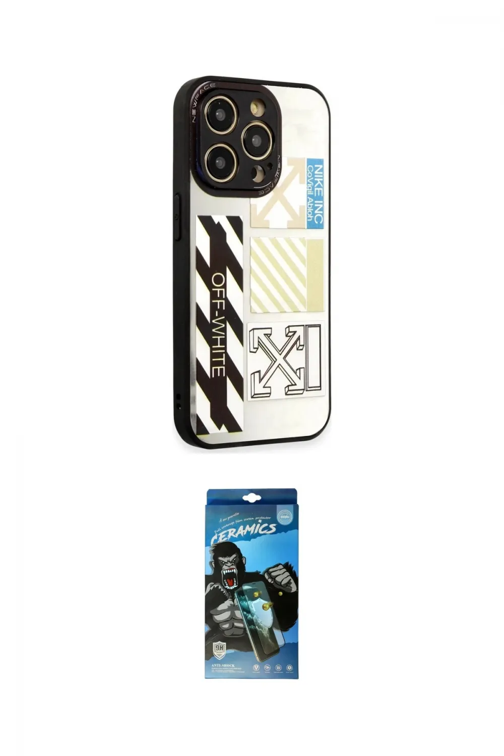 ieg™ iPhone 12 Pro Max Kılıf Odak Klasik Serisi - Siyah 34D Izgaralı Cam
