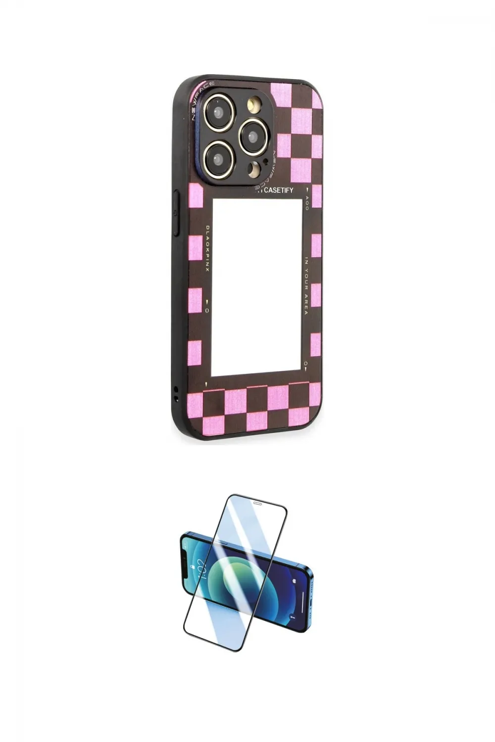 ieg™ iPhone 12 Pro Max Kılıf Odak Klasik Serisi - Siyah 3D Antistatik Cam Ekran Koruyucu