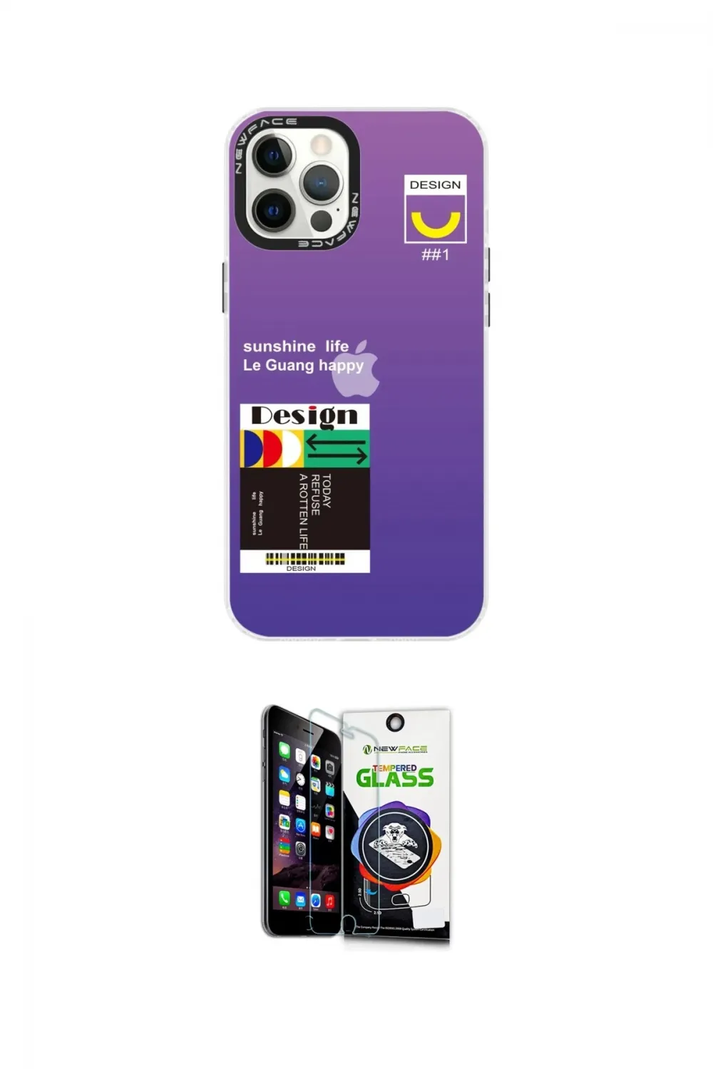 ieg™ iPhone 12 Pro Max Kılıf Siluet Çizgi Koleksiyonu - Şeffaf Temperli Cam Ekran Koruyucu