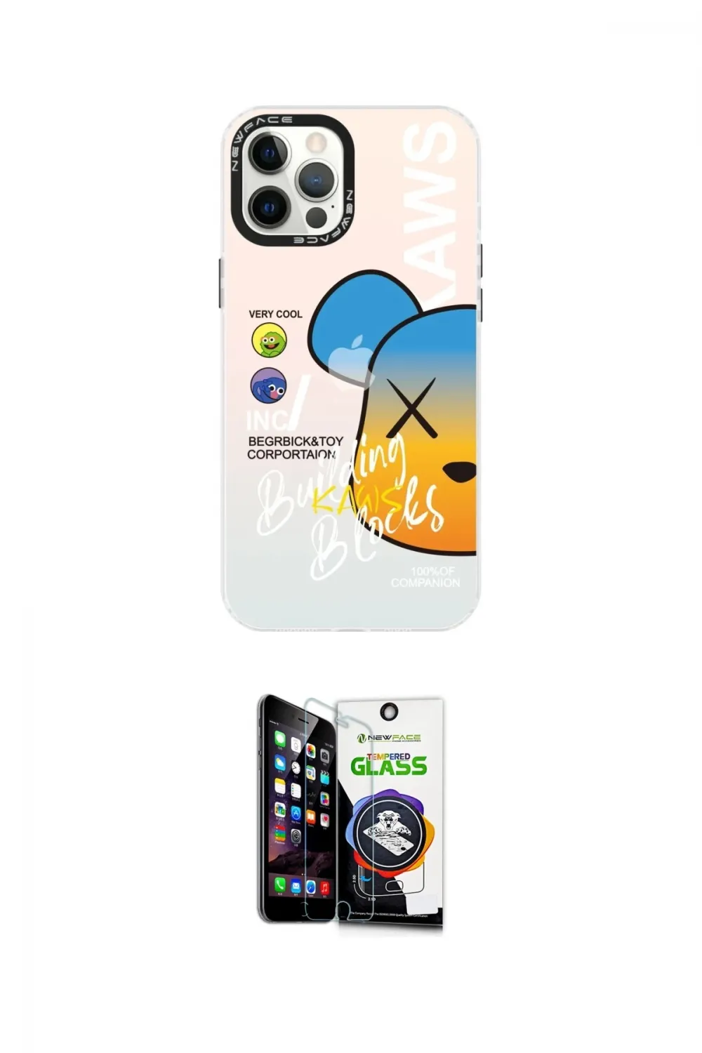 ieg™ iPhone 12 Pro Max Kılıf Siluet Çizgi Koleksiyonu - Şeffaf Temperli Cam Ekran Koruyucu