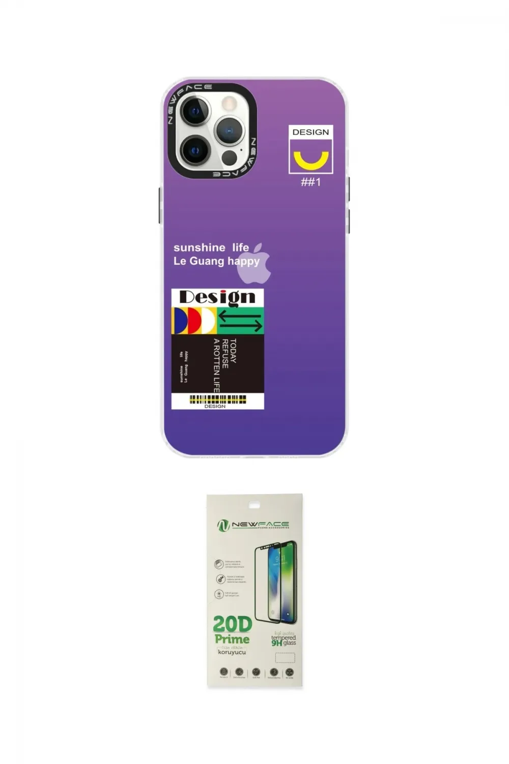 ieg™ iPhone 12 Pro Max Kılıf Siluet Çizgi Koleksiyonu - Siyah 20D Premium Cam Ekran Koruyucu