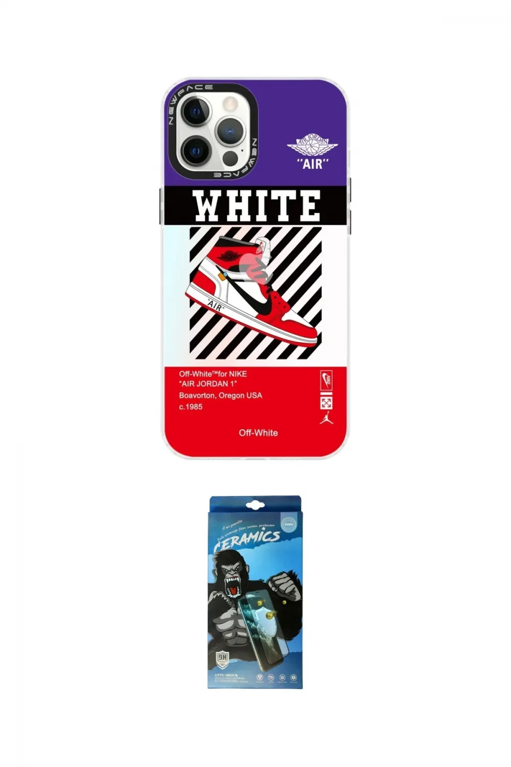 ieg™ iPhone 12 Pro Max Kılıf Siluet Çizgi Koleksiyonu - Siyah 34D Izgaralı Cam