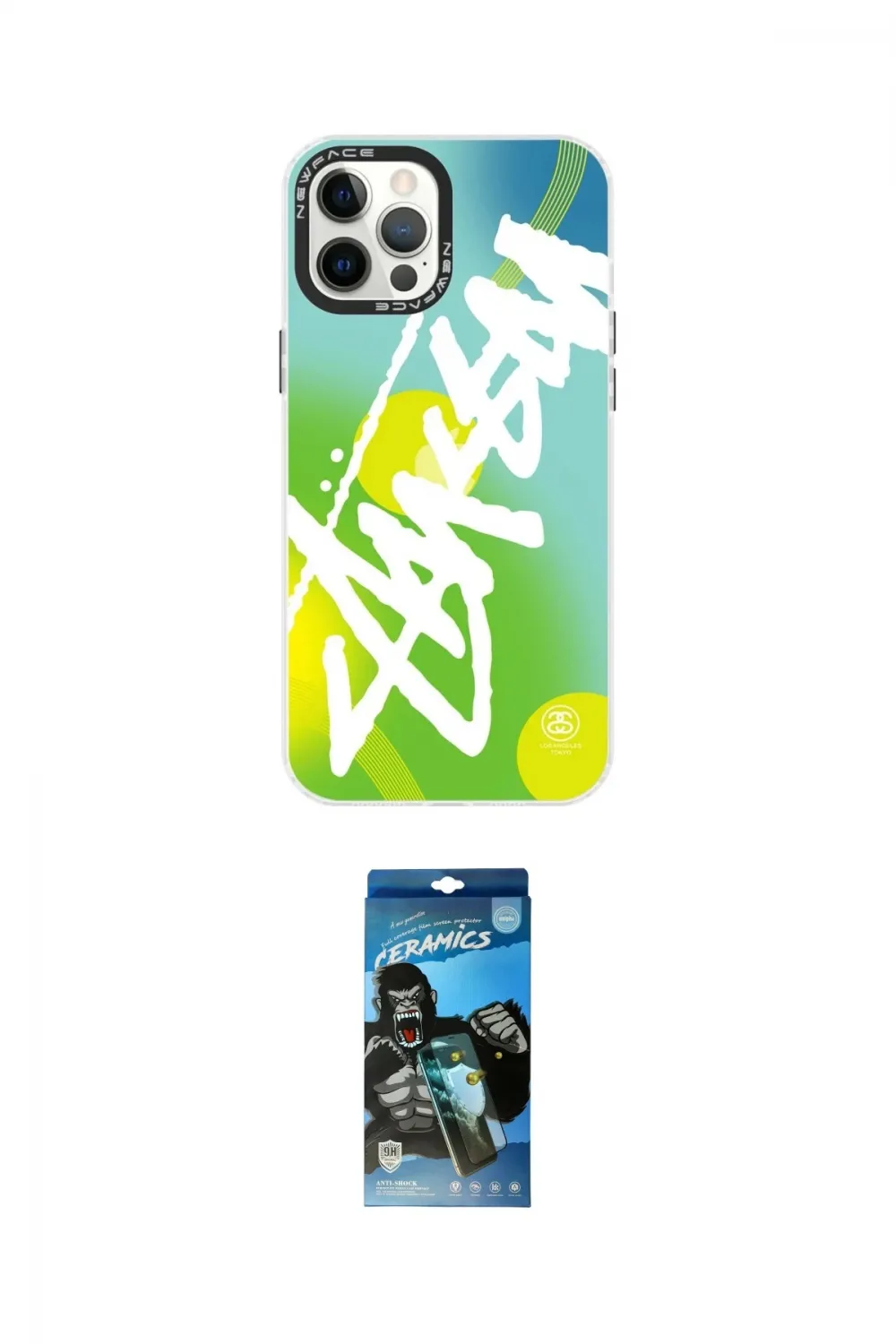 ieg™ iPhone 12 Pro Max Kılıf Siluet Çizgi Koleksiyonu - Siyah 34D Izgaralı Cam