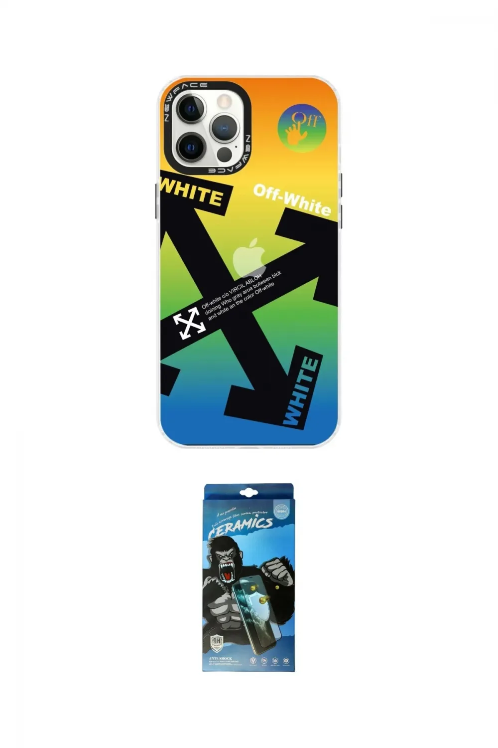 ieg™ iPhone 12 Pro Max Kılıf Siluet Çizgi Koleksiyonu - Siyah 34D Izgaralı Cam
