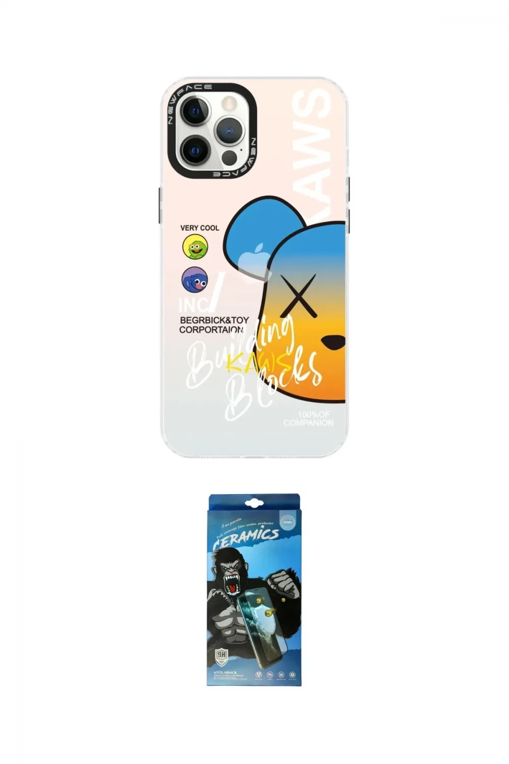 ieg™ iPhone 12 Pro Max Kılıf Siluet Çizgi Koleksiyonu - Siyah 34D Izgaralı Cam