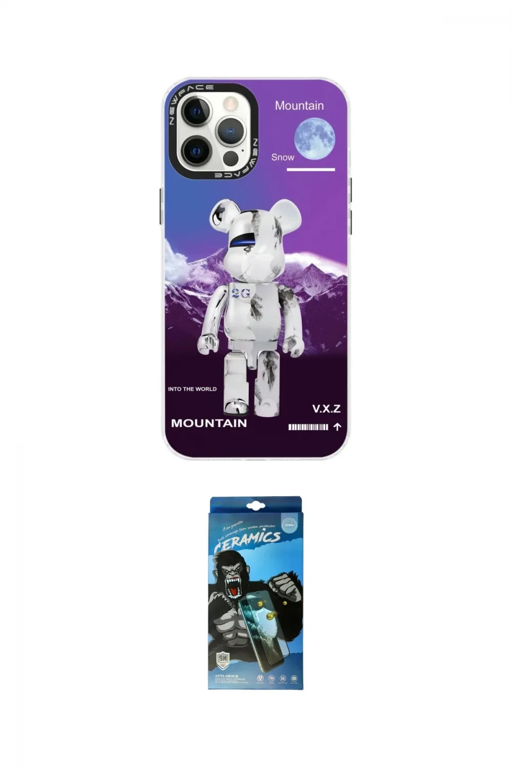ieg™ iPhone 12 Pro Max Kılıf Siluet Çizgi Koleksiyonu - Siyah 34D Izgaralı Cam
