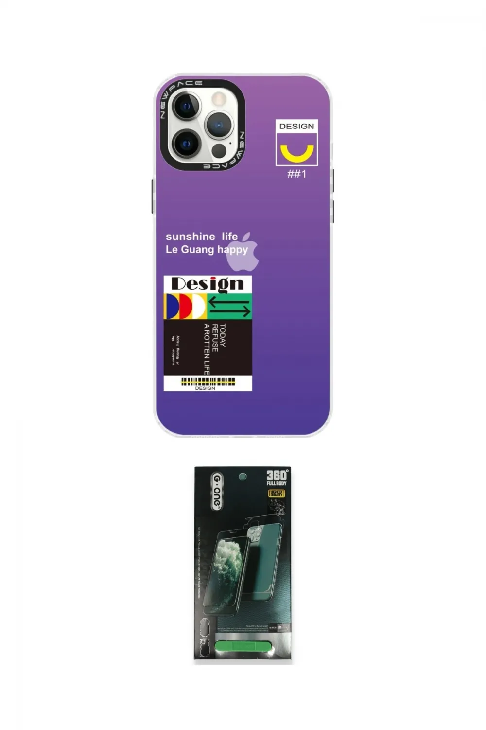 ieg™ iPhone 12 Pro Max Kılıf Siluet Çizgi Koleksiyonu - Siyah 360 Mat Full Body Arka Koruyucu