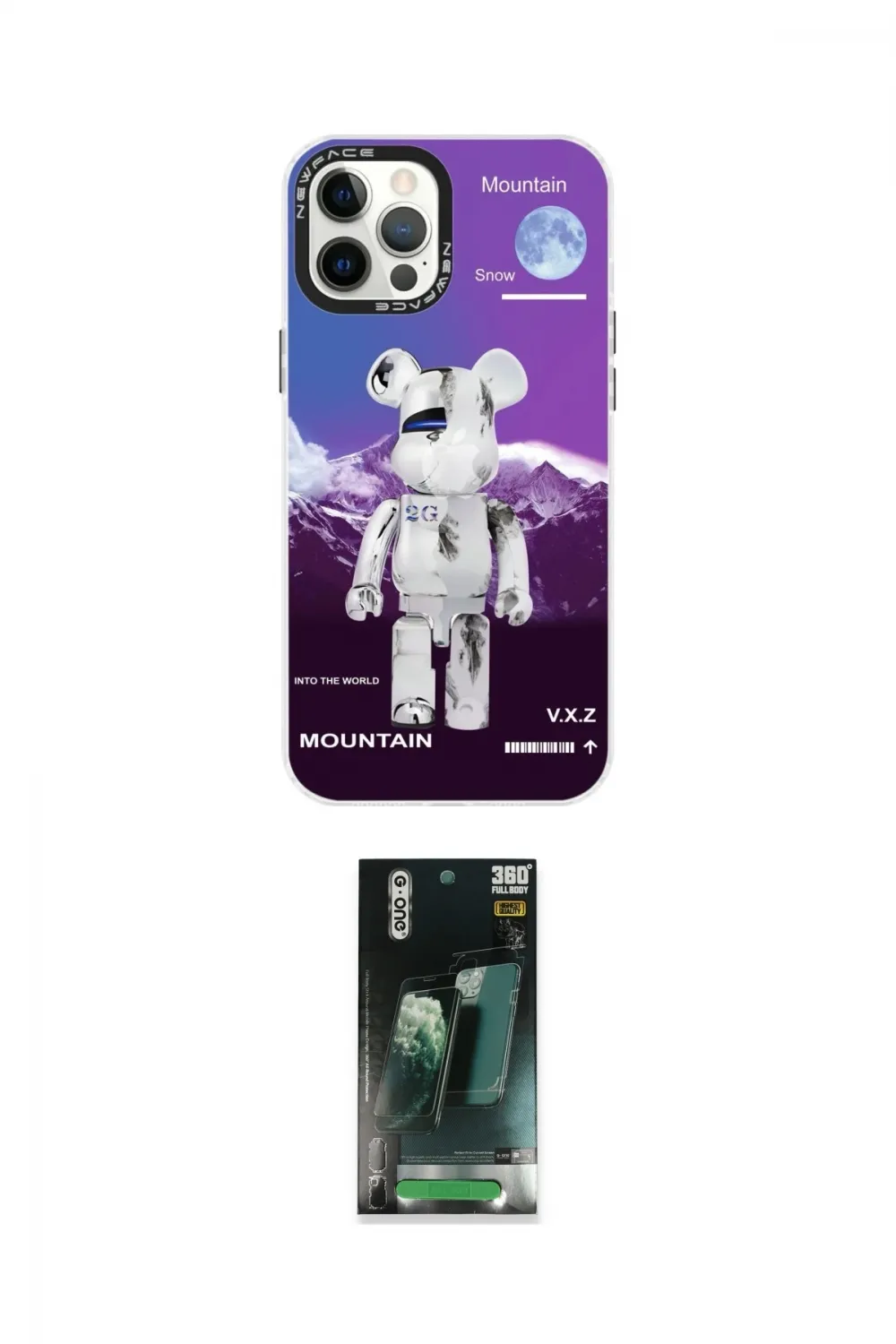 ieg™ iPhone 12 Pro Max Kılıf Siluet Çizgi Koleksiyonu - Siyah 360 Mat Full Body Arka Koruyucu