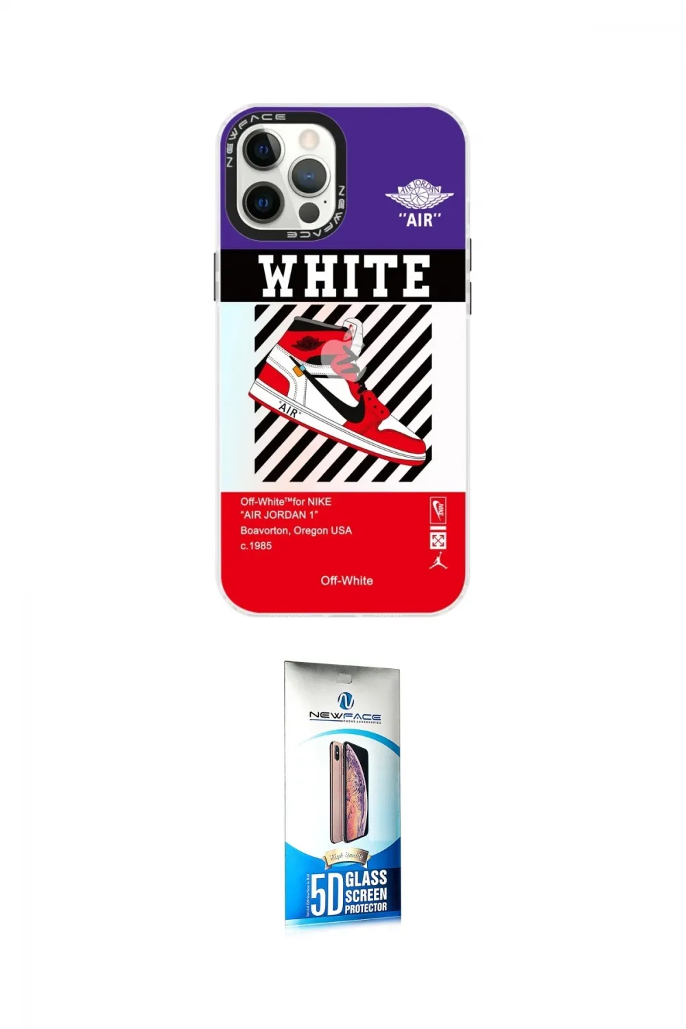 ieg™ iPhone 12 Pro Max Kılıf Siluet Çizgi Koleksiyonu - Siyah 5D Eko Cam Ekran Koruyucu