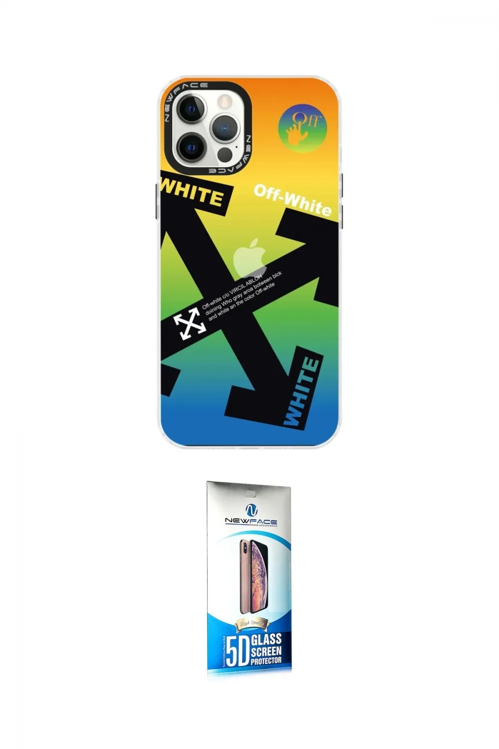 ieg™ iPhone 12 Pro Max Kılıf Siluet Çizgi Koleksiyonu - Siyah 5D Eko Cam Ekran Koruyucu