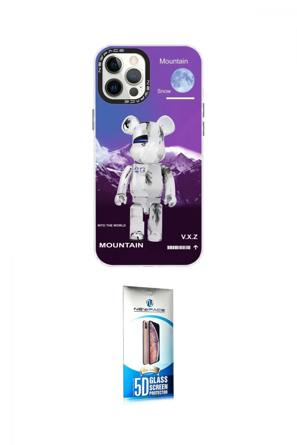 ieg™ iPhone 12 Pro Max Kılıf Siluet Çizgi Koleksiyonu - Siyah 5D Eko Cam Ekran Koruyucu