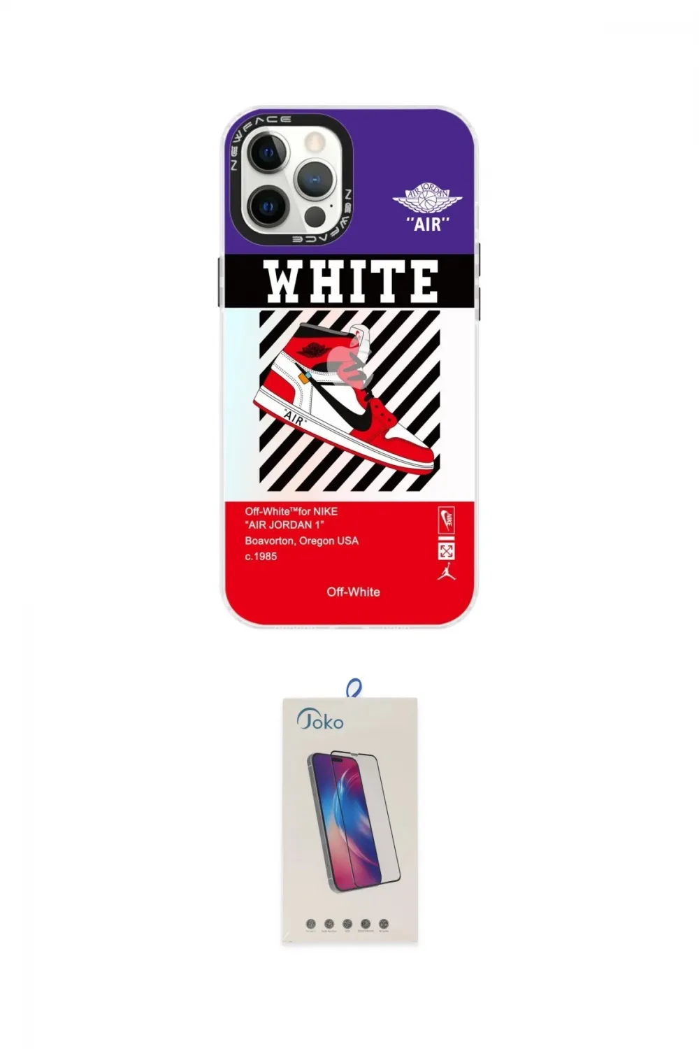 ieg™ iPhone 12 Pro Max Kılıf Siluet Çizgi Koleksiyonu - Siyah Joko 5D Cam