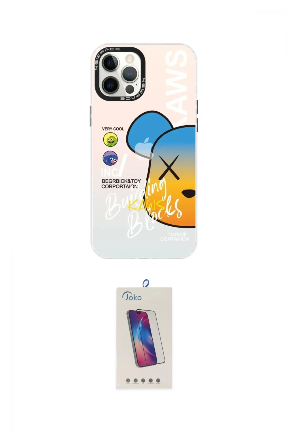ieg™ iPhone 12 Pro Max Kılıf Siluet Çizgi Koleksiyonu - Siyah Joko 5D Cam