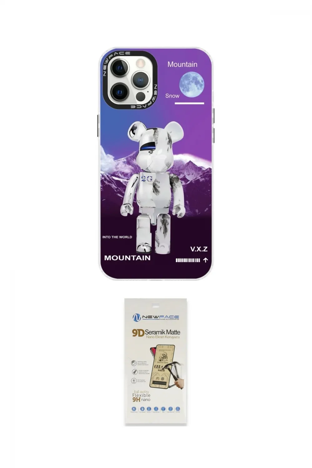 ieg™ iPhone 12 Pro Max Kılıf Siluet Çizgi Koleksiyonu - Siyah Mat Seramik Nano Ekran Koruyucu