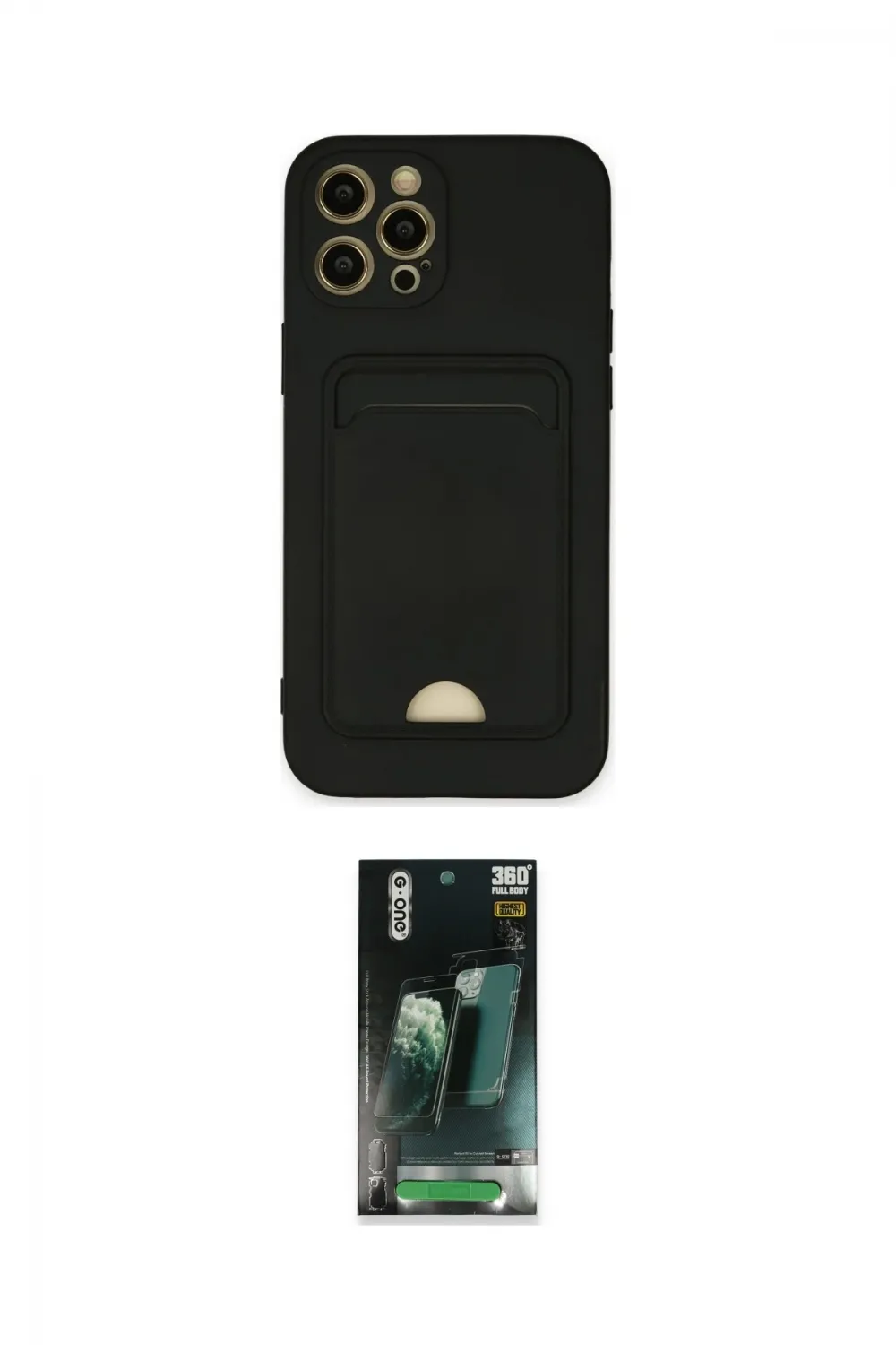 ieg™ iPhone 12 Pro Max Kılıf Vadi Çizgi Prime - Siyah 360 Mat Full Body Arka Koruyucu