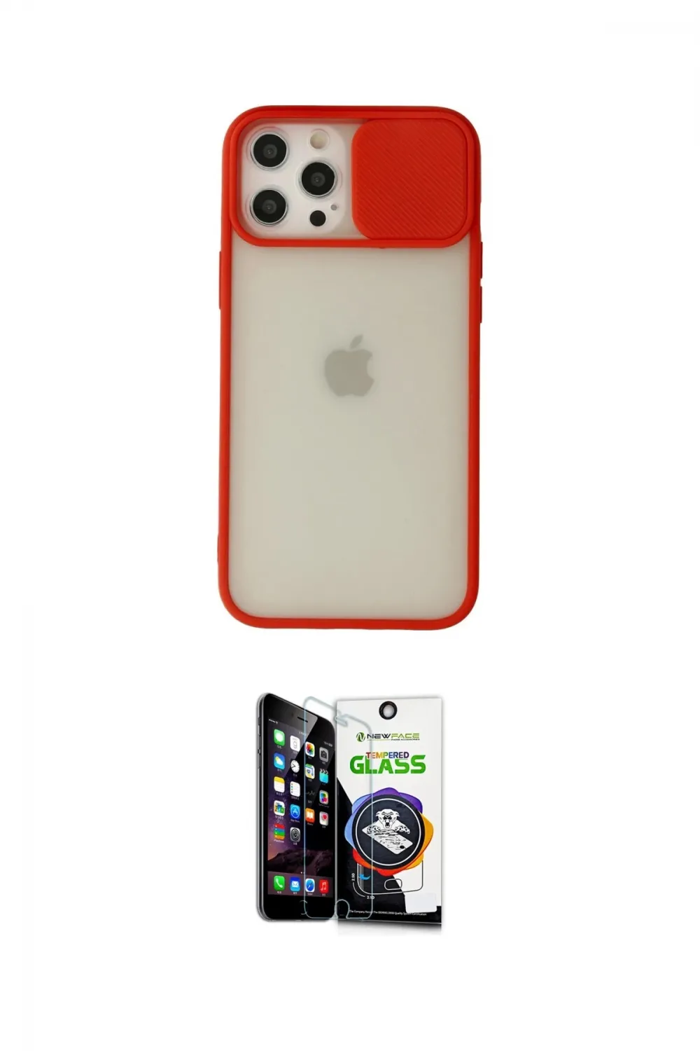 ieg™ iPhone 12 Pro Max Kılıf Vadi Çizgi - Şeffaf Temperli Cam Ekran Koruyucu