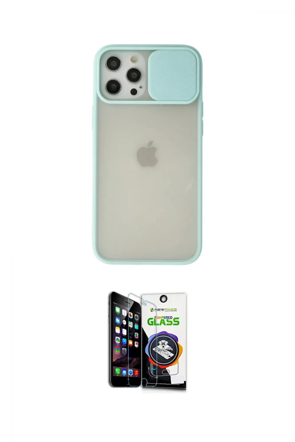 ieg™ iPhone 12 Pro Max Kılıf Vadi Çizgi - Şeffaf Temperli Cam Ekran Koruyucu