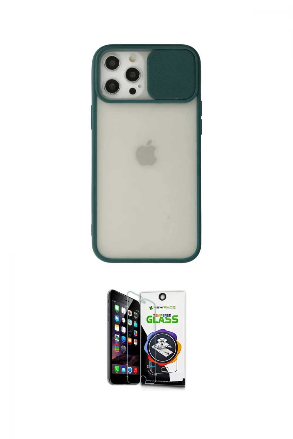 ieg™ iPhone 12 Pro Max Kılıf Vadi Çizgi - Şeffaf Temperli Cam Ekran Koruyucu