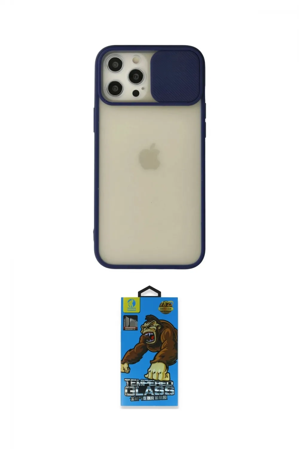 ieg™ iPhone 12 Pro Max Kılıf Vadi Çizgi - Siyah 18D Cam Ekran Koruyucu