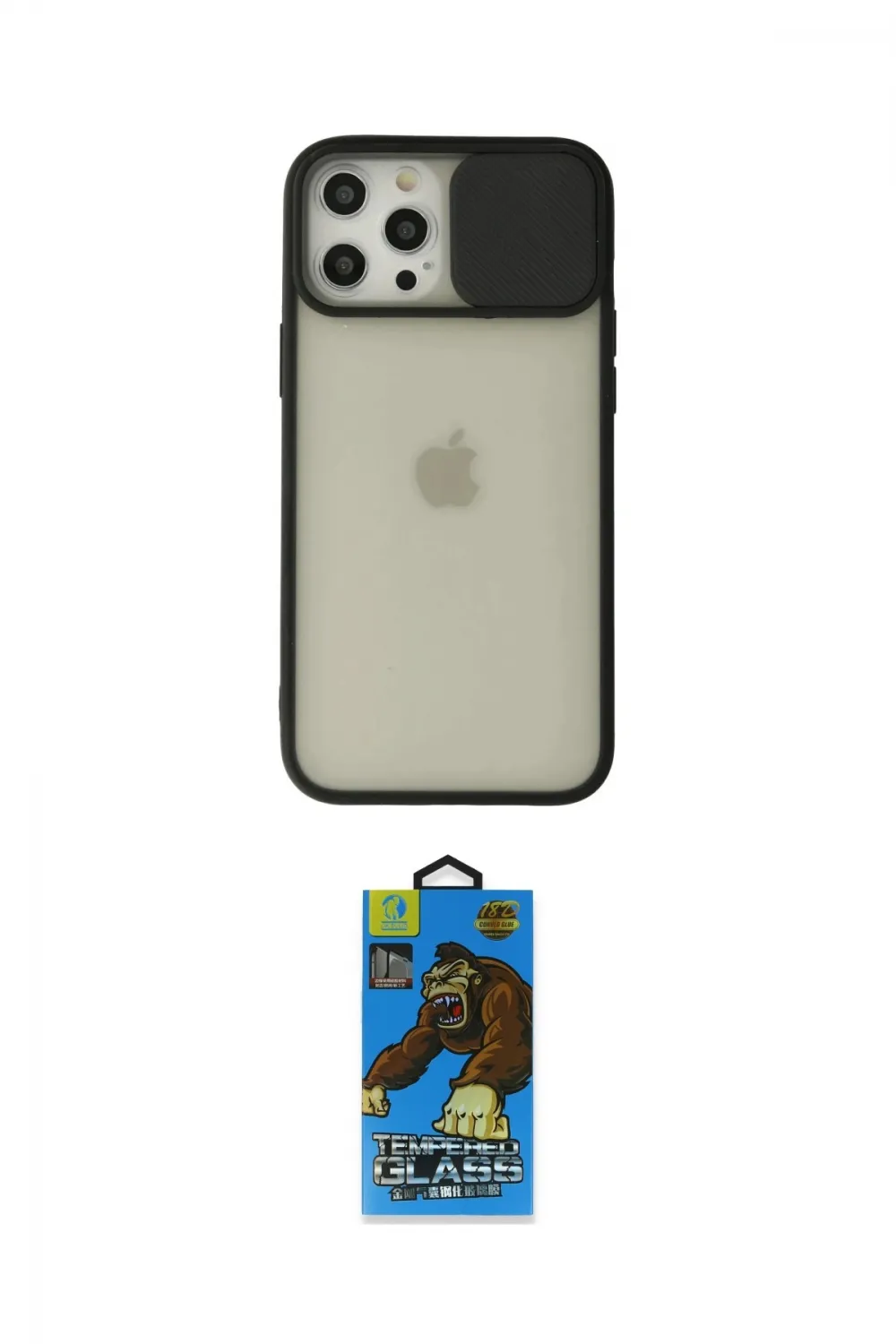 ieg™ iPhone 12 Pro Max Kılıf Vadi Çizgi - Siyah 18D Cam Ekran Koruyucu