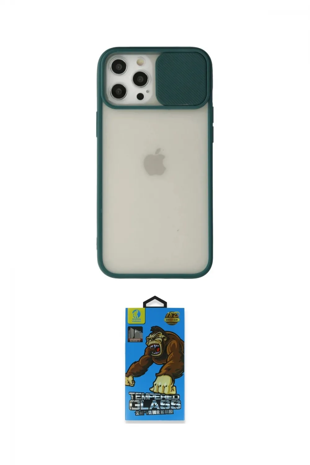 ieg™ iPhone 12 Pro Max Kılıf Vadi Çizgi - Siyah 18D Cam Ekran Koruyucu