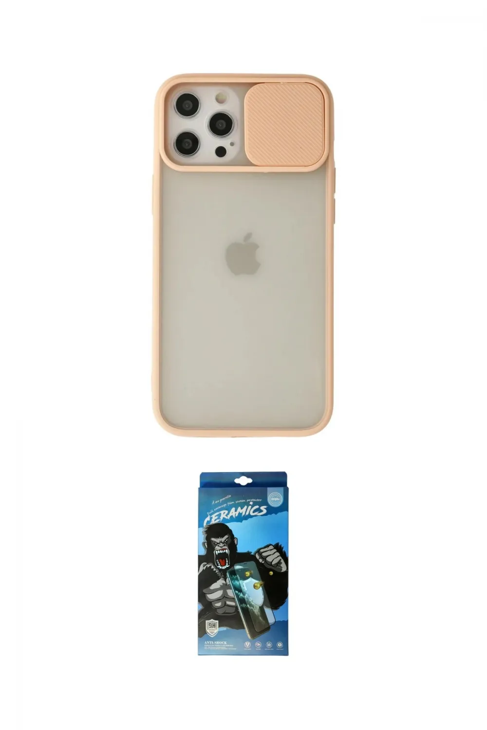 ieg™ iPhone 12 Pro Max Kılıf Vadi Çizgi - Siyah 34D Izgaralı Cam
