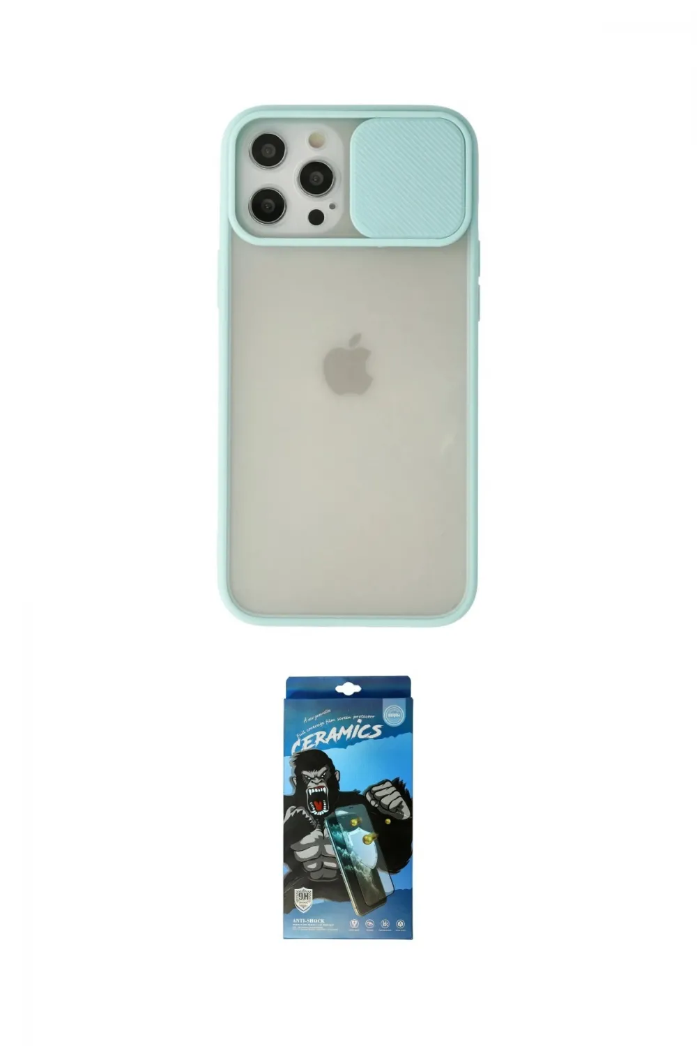 ieg™ iPhone 12 Pro Max Kılıf Vadi Çizgi - Siyah 34D Izgaralı Cam