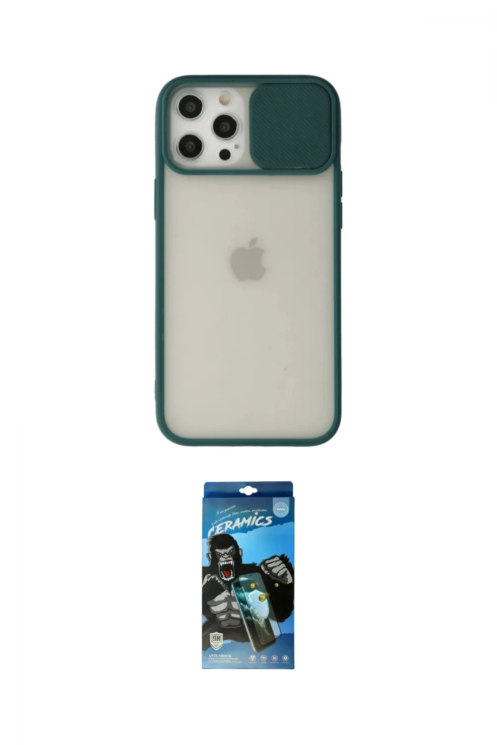 ieg™ iPhone 12 Pro Max Kılıf Vadi Çizgi - Siyah 34D Izgaralı Cam