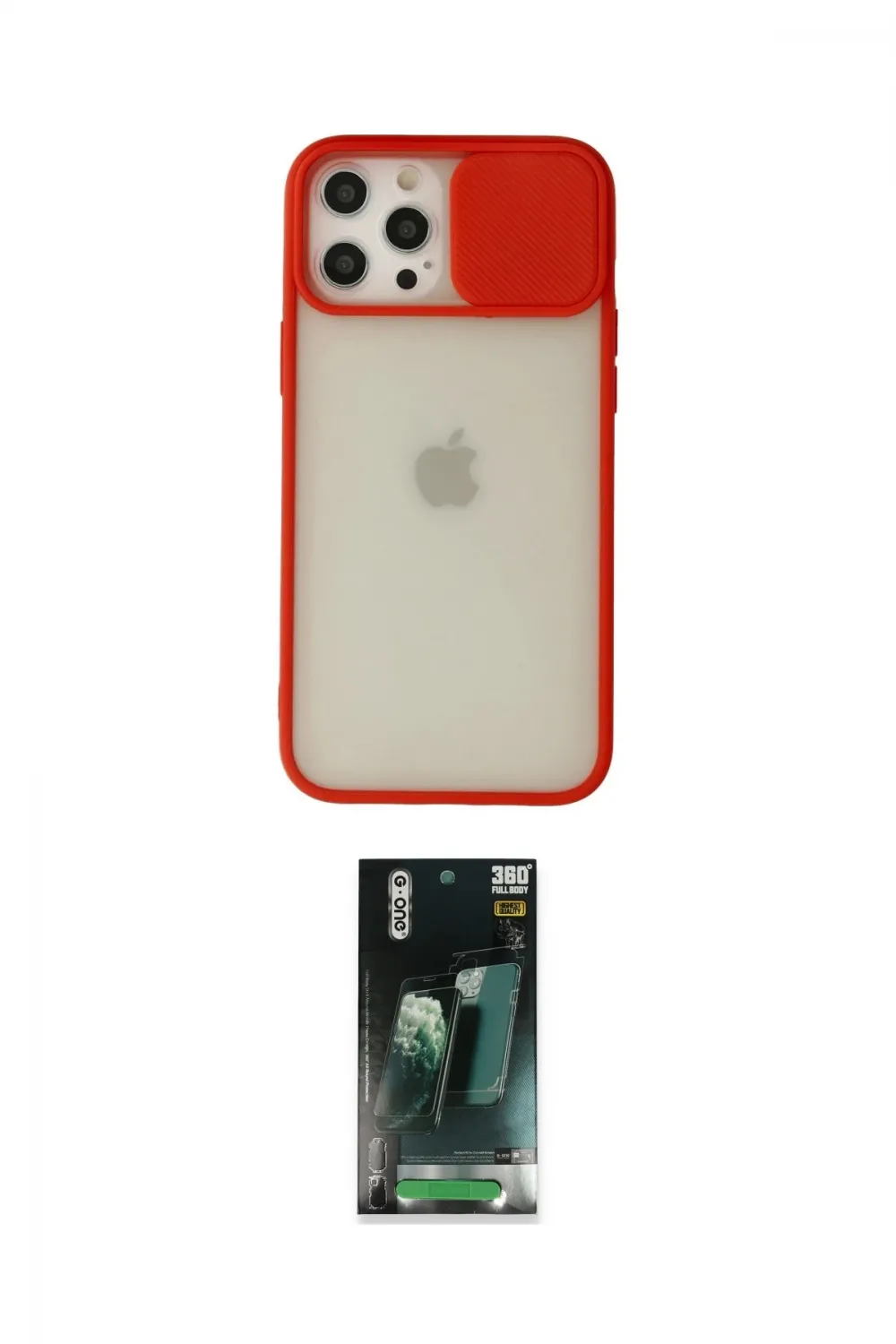 ieg™ iPhone 12 Pro Max Kılıf Vadi Çizgi - Siyah 360 Mat Full Body Arka Koruyucu
