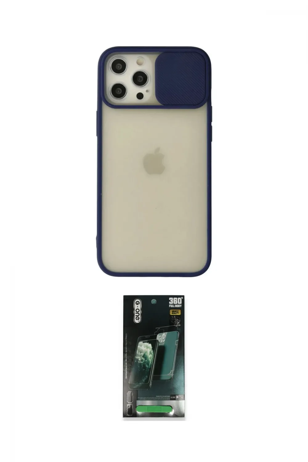 ieg™ iPhone 12 Pro Max Kılıf Vadi Çizgi - Siyah 360 Mat Full Body Arka Koruyucu