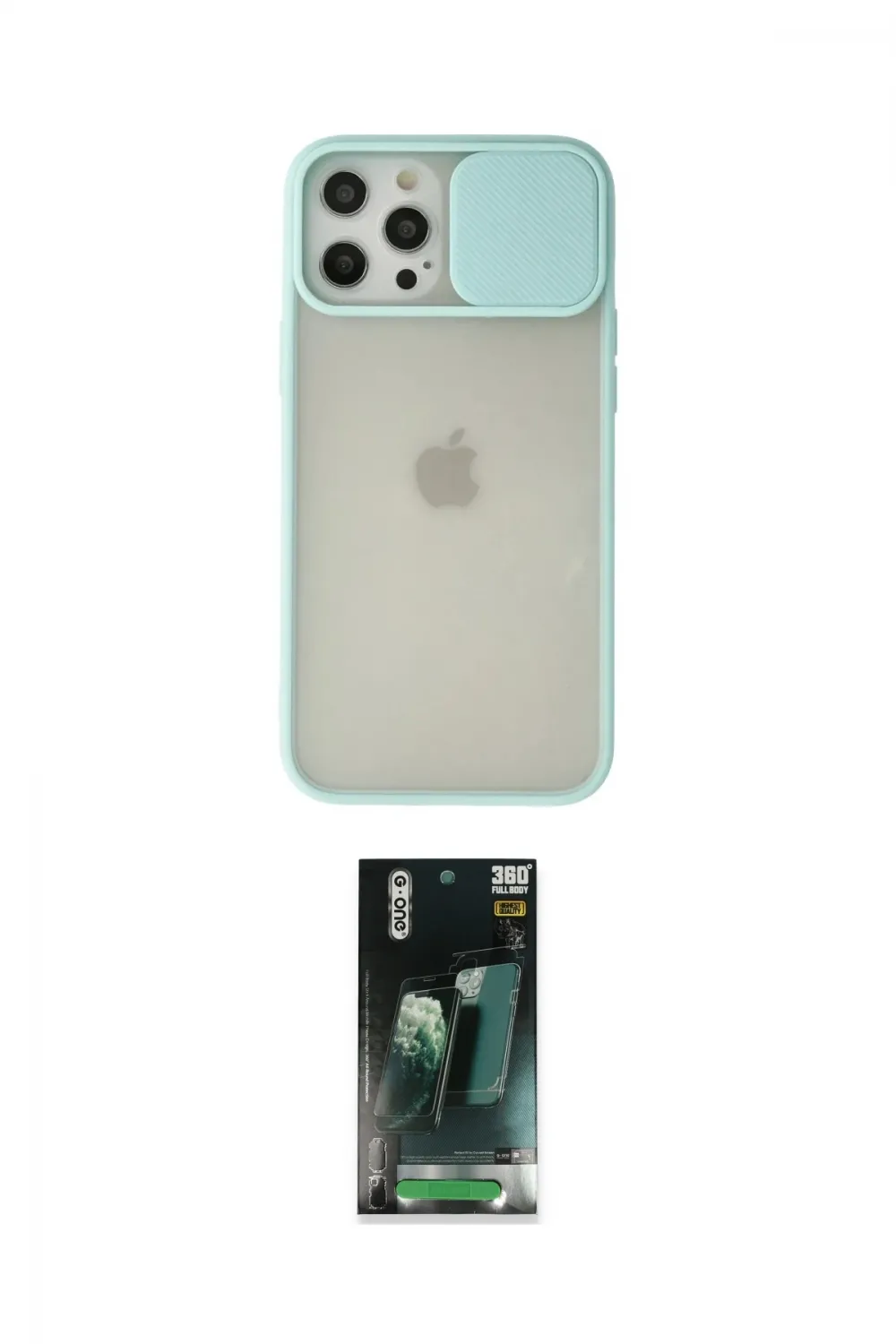 ieg™ iPhone 12 Pro Max Kılıf Vadi Çizgi - Siyah 360 Mat Full Body Arka Koruyucu