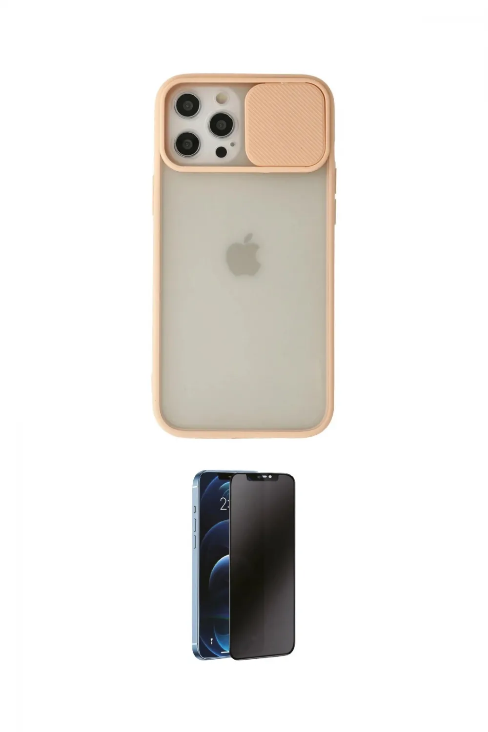 ieg™ iPhone 12 Pro Max Kılıf Vadi Çizgi - Siyah 3D Antistatik Hayalet Cam Ekran Koruyucu