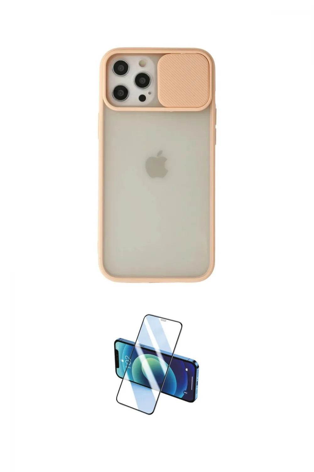 ieg™ iPhone 12 Pro Max Kılıf Vadi Çizgi - Siyah 3D Antistatik Seramik Nano Ekran Koruyucu