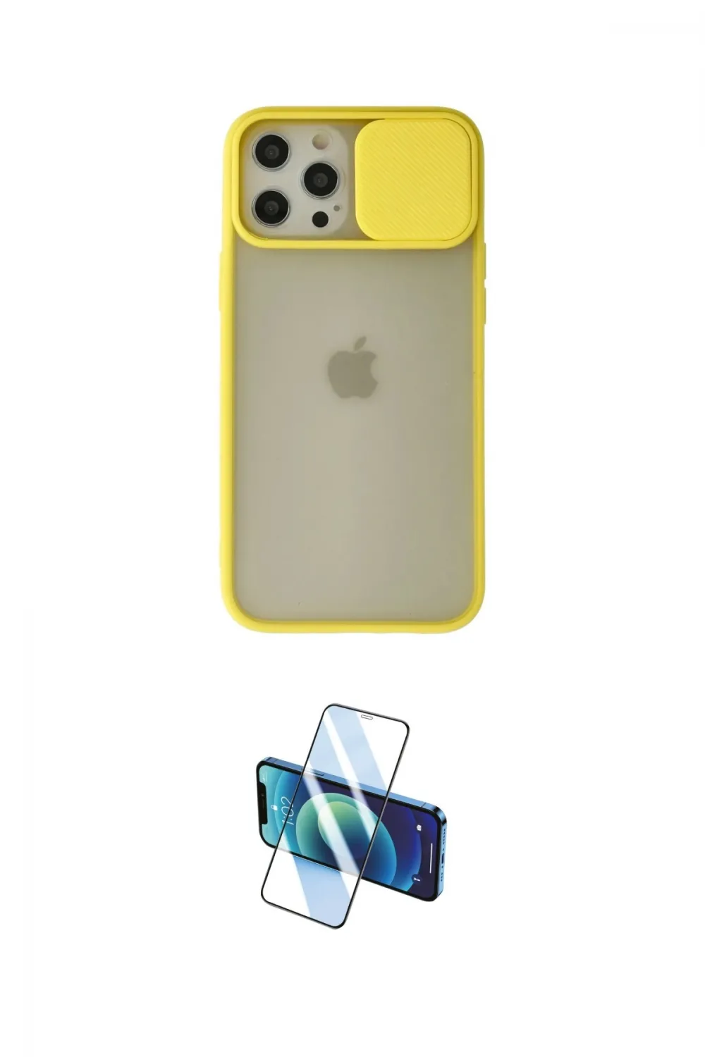 ieg™ iPhone 12 Pro Max Kılıf Vadi Çizgi - Siyah 3D Antistatik Seramik Nano Ekran Koruyucu