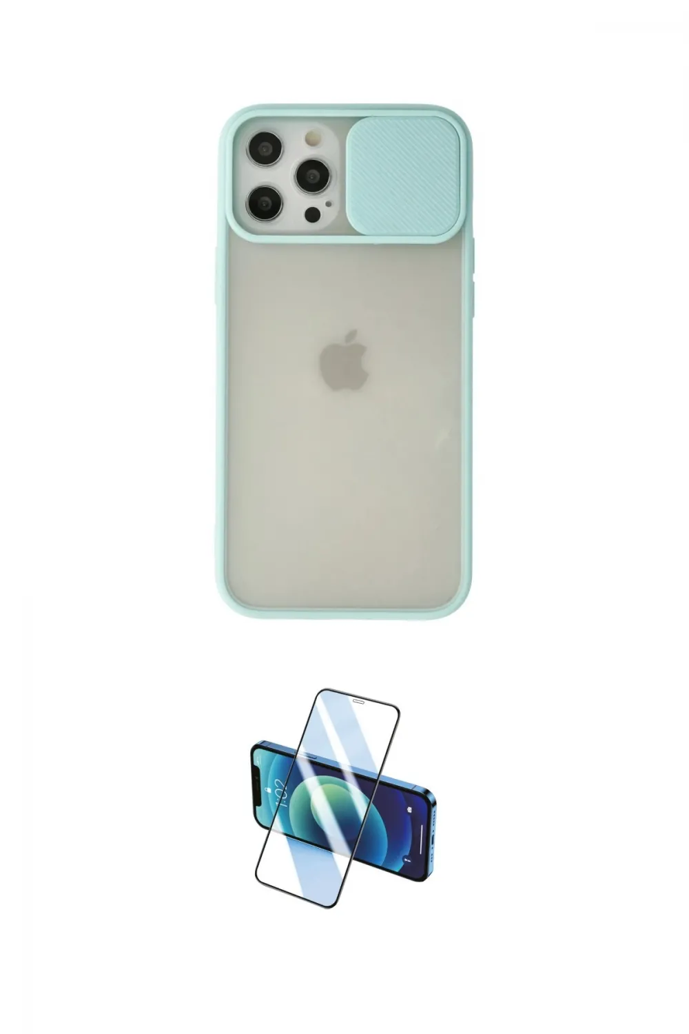 ieg™ iPhone 12 Pro Max Kılıf Vadi Çizgi - Siyah 3D Antistatik Seramik Nano Ekran Koruyucu