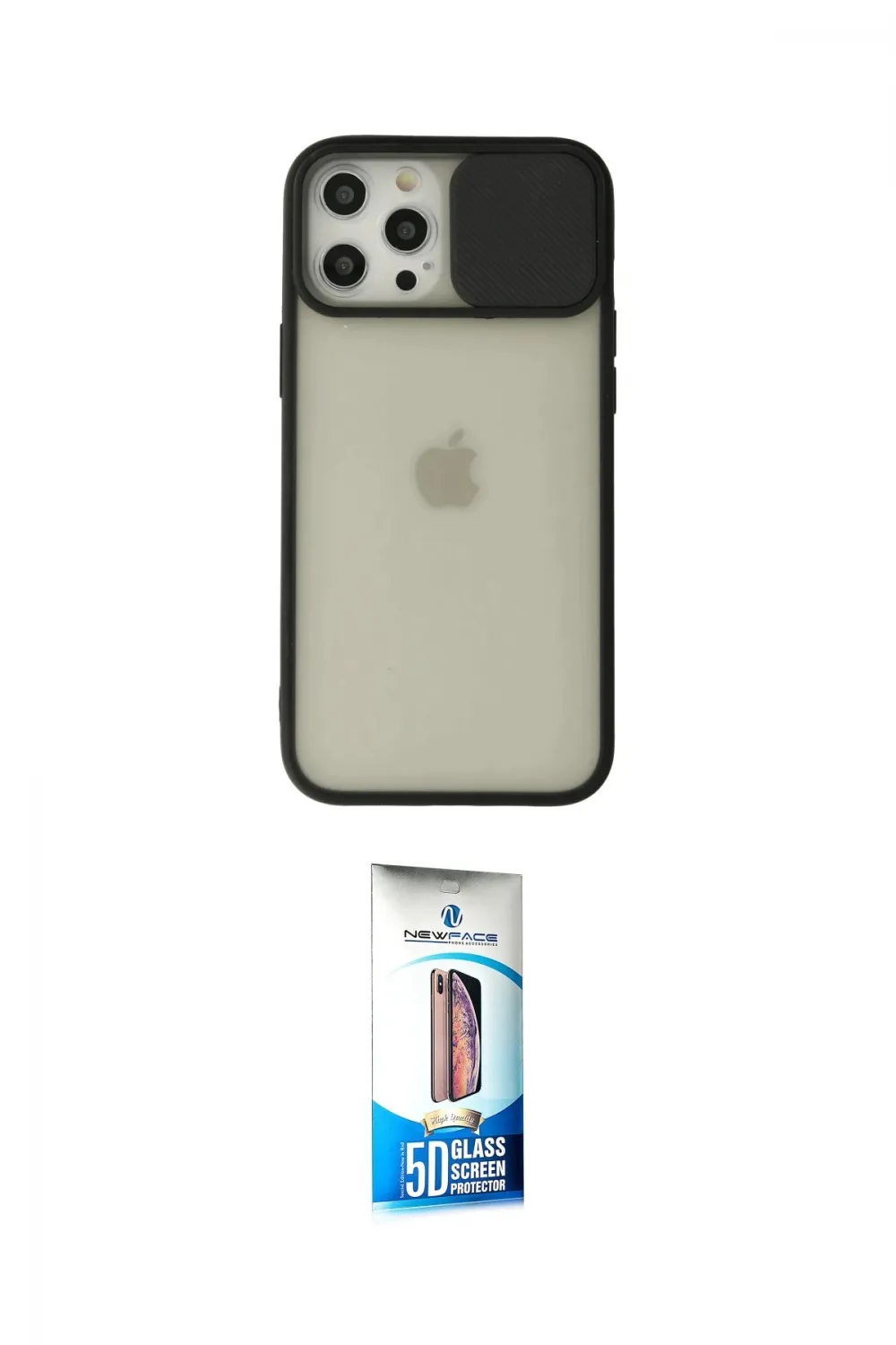 ieg™ iPhone 12 Pro Max Kılıf Vadi Çizgi - Siyah 5D Eko Cam Ekran Koruyucu