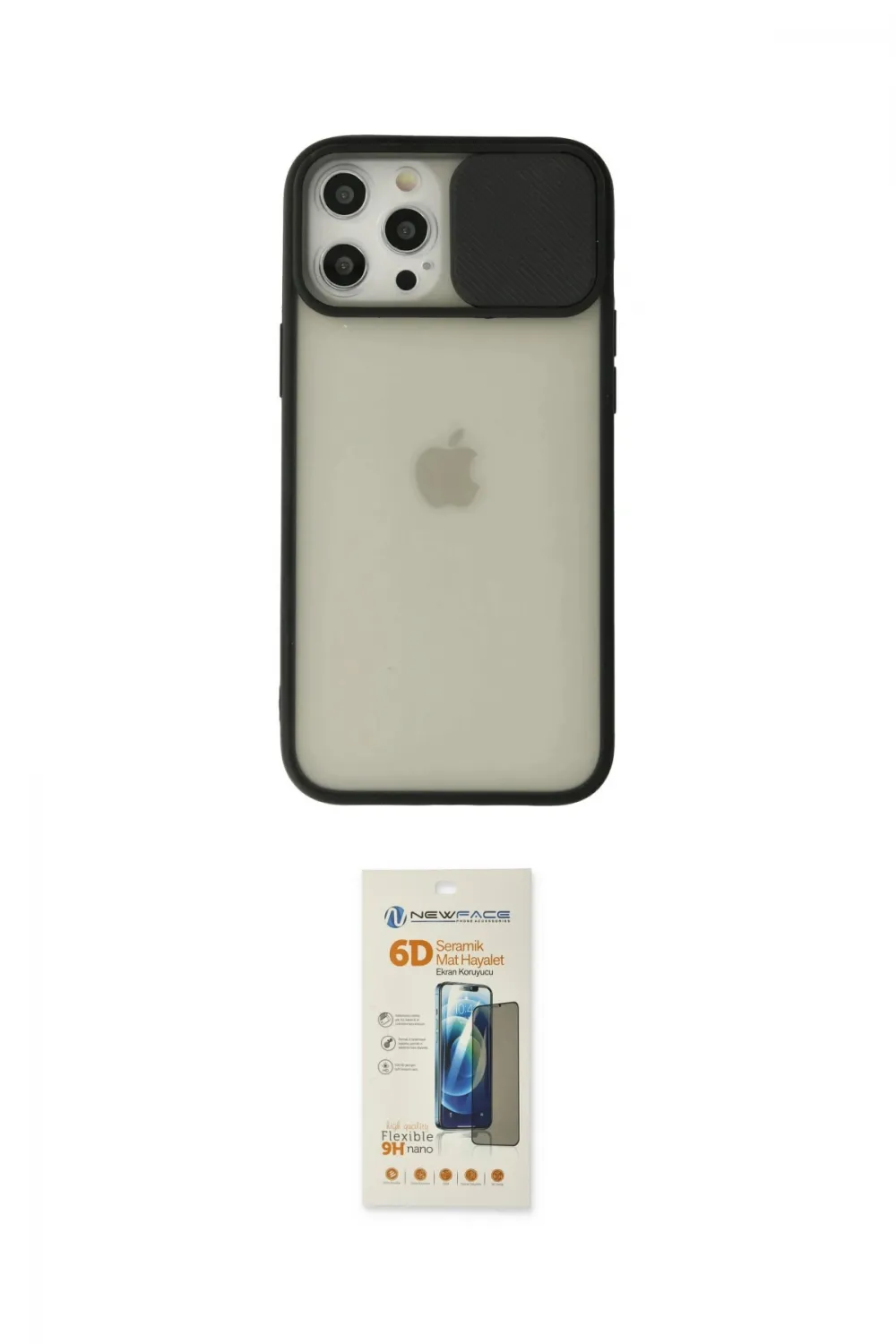 ieg™ iPhone 12 Pro Max Kılıf Vadi Çizgi - Siyah 6D Mat Seramik Hayalet Nano Ekran Koruyucu