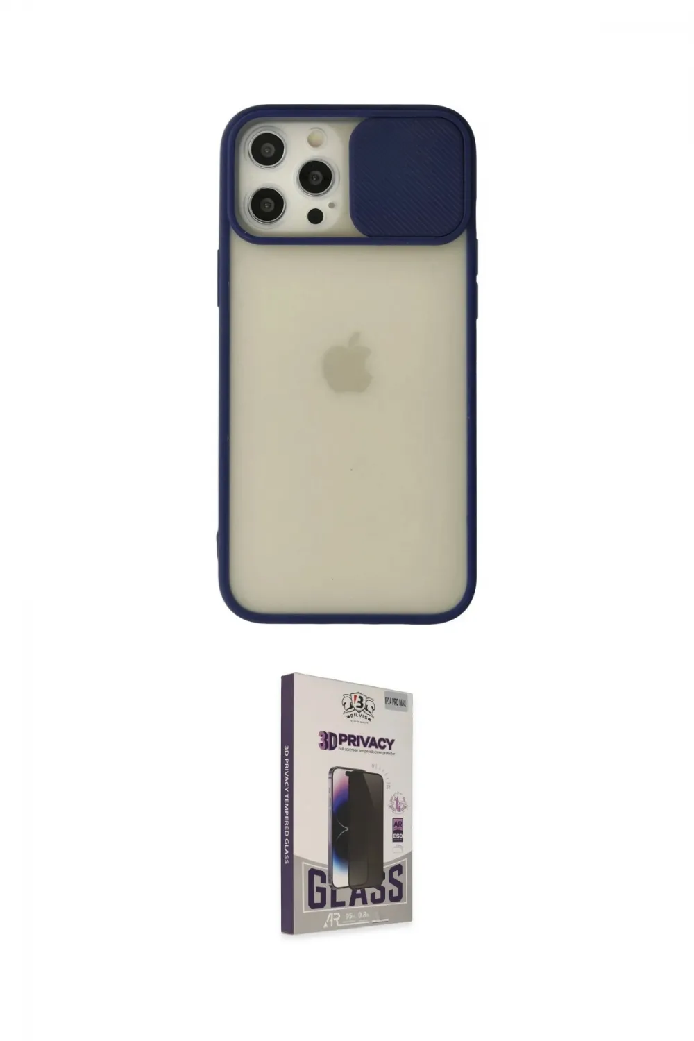 ieg™ iPhone 12 Pro Max Kılıf Vadi Çizgi - Siyah Bilvis Hayalet Cam Ekran Koruyucu