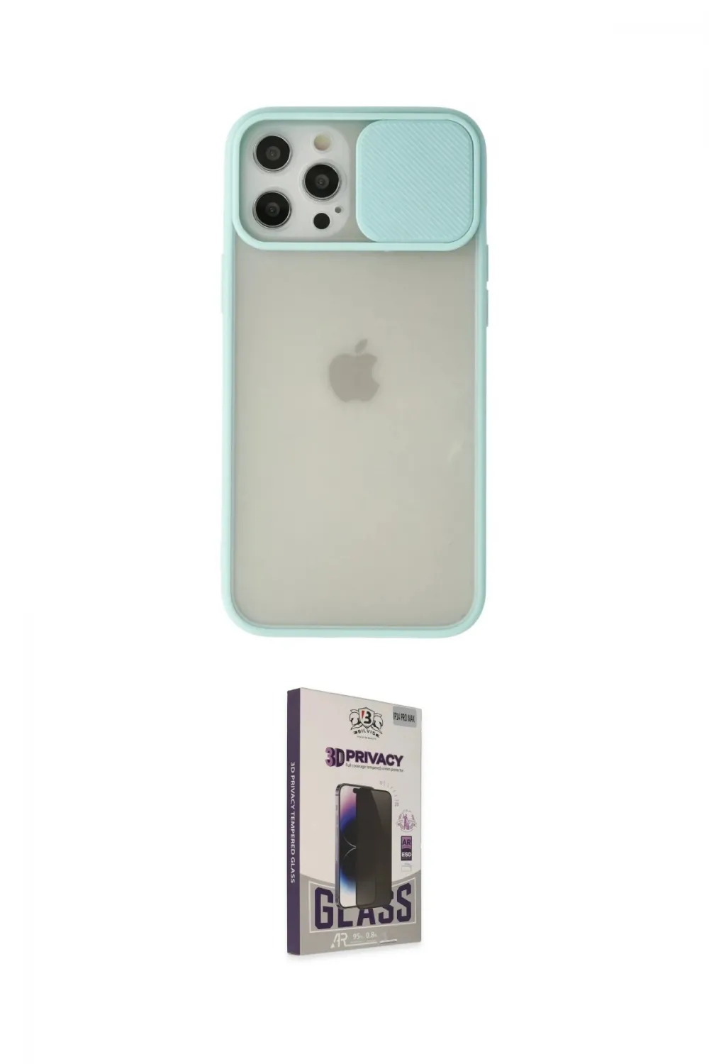ieg™ iPhone 12 Pro Max Kılıf Vadi Çizgi - Siyah Bilvis Hayalet Cam Ekran Koruyucu