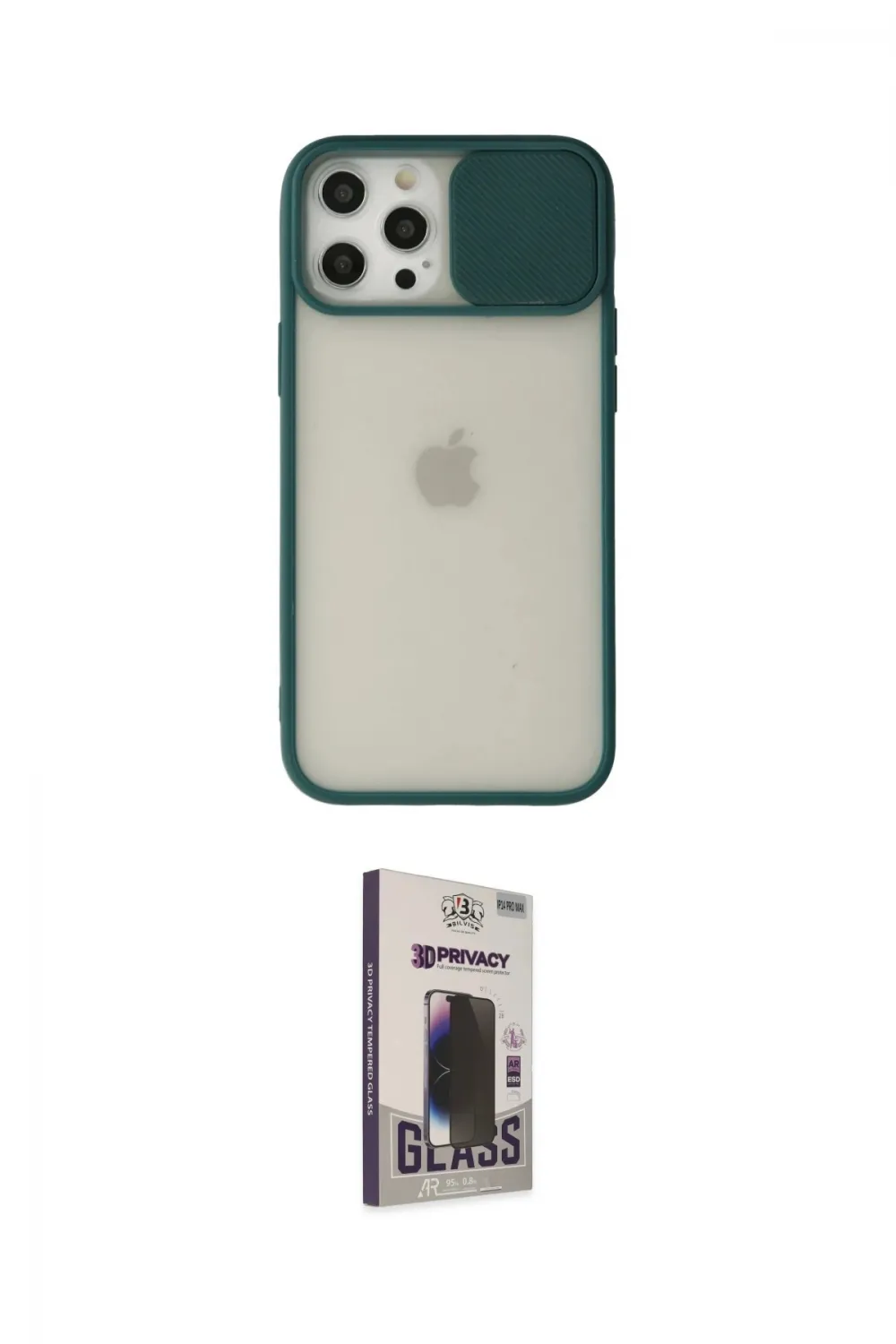 ieg™ iPhone 12 Pro Max Kılıf Vadi Çizgi - Siyah Bilvis Hayalet Cam Ekran Koruyucu