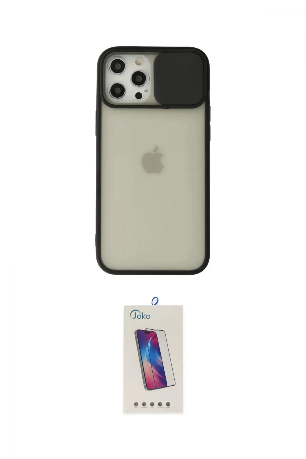 ieg™ iPhone 12 Pro Max Kılıf Vadi Çizgi - Siyah Joko 5D Cam
