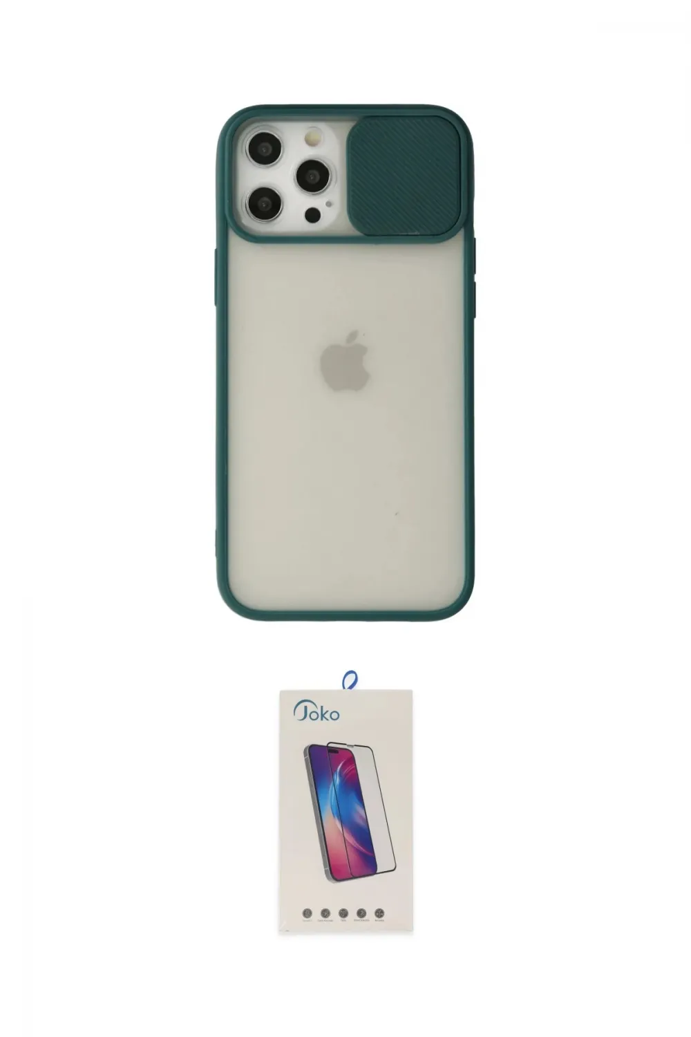 ieg™ iPhone 12 Pro Max Kılıf Vadi Çizgi - Siyah Joko 5D Cam