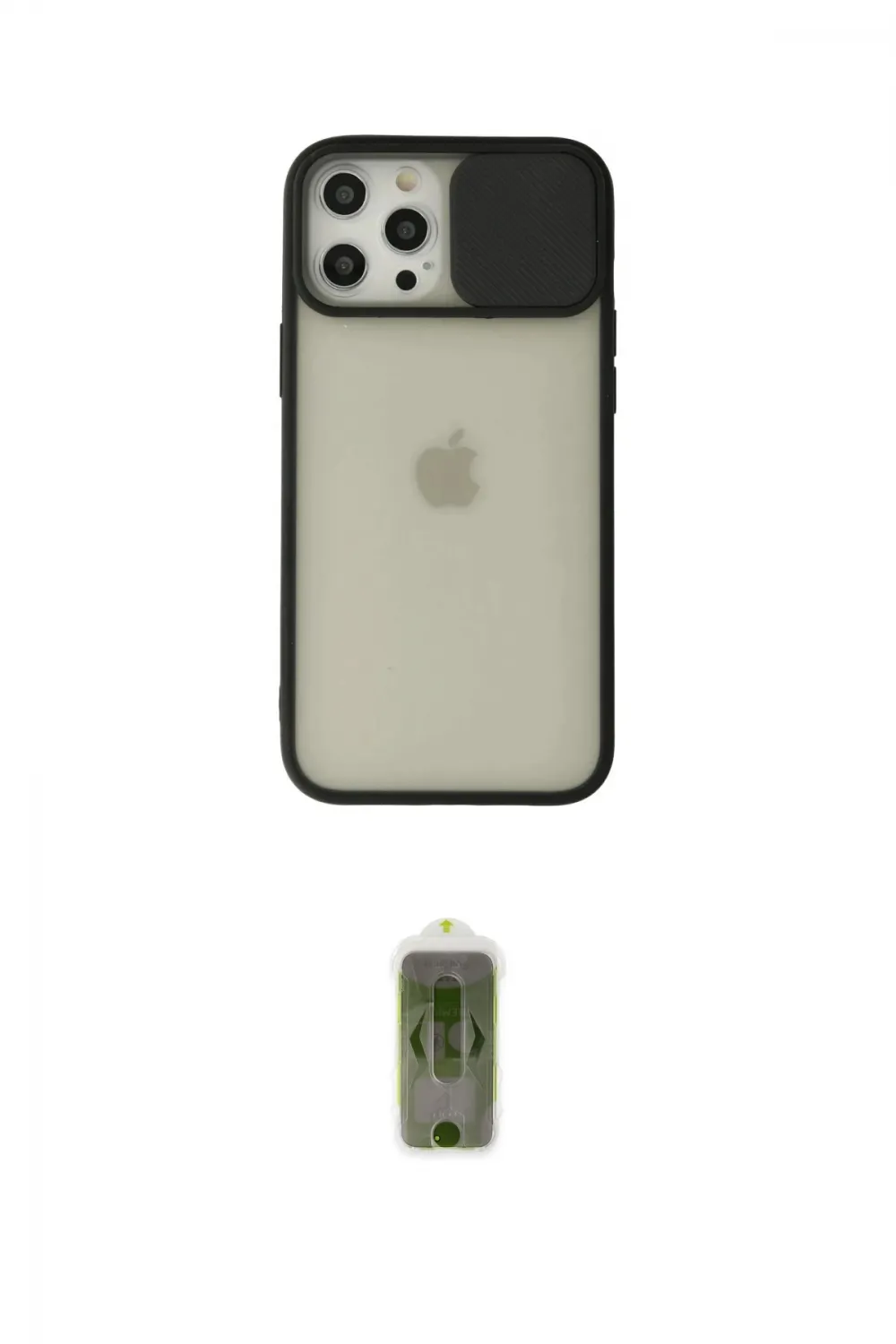 ieg™ iPhone 12 Pro Max Kılıf Vadi Çizgi - Siyah Joko Magic 5D Hayalet Cam