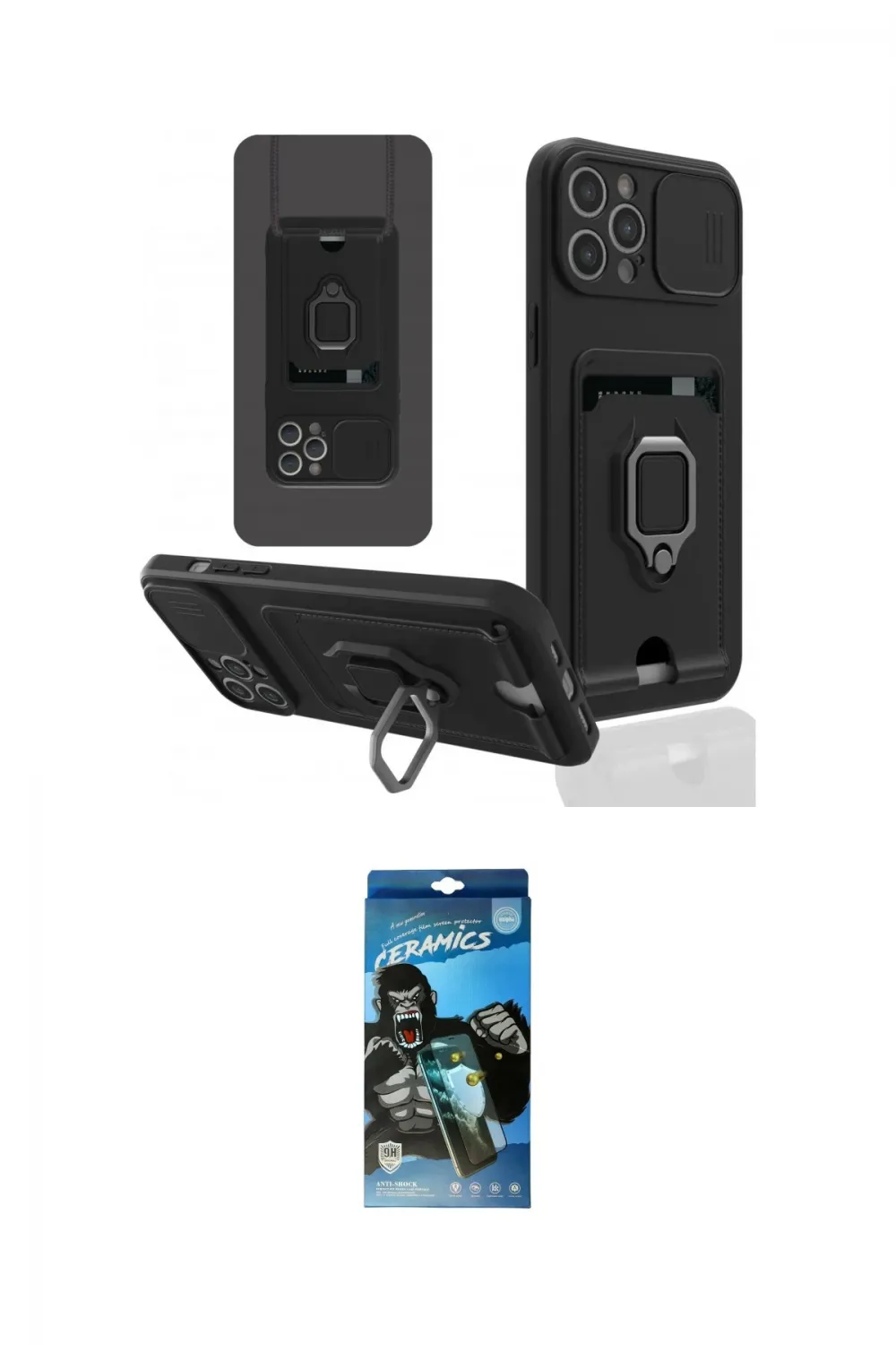 ieg™ iPhone 12 Pro Max Kılıf Vadi Form Prime - Siyah 34D Izgaralı Cam