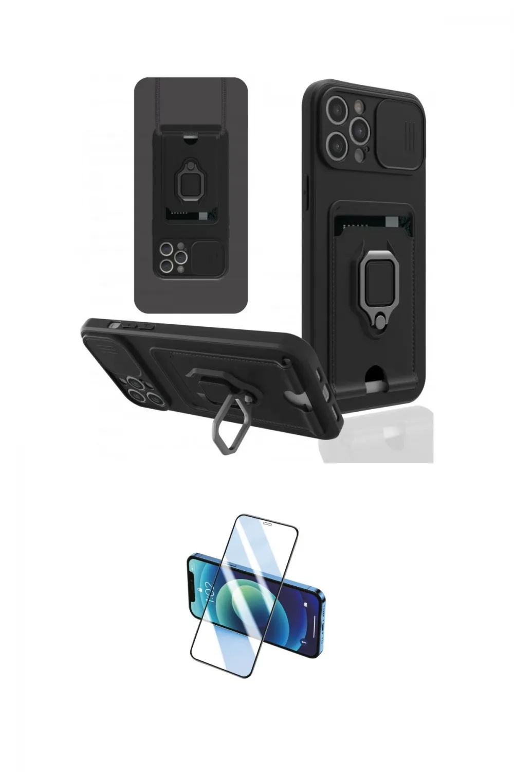 ieg™ iPhone 12 Pro Max Kılıf Vadi Form Prime - Siyah 3D Antistatik Cam Ekran Koruyucu