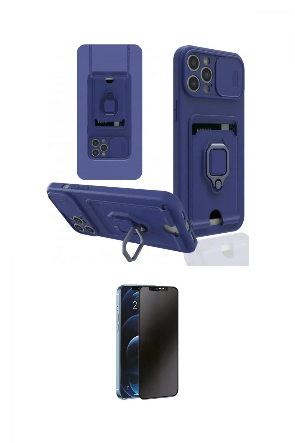 ieg™ iPhone 12 Pro Max Kılıf Vadi Form Prime - Siyah 3D Antistatik Hayalet Cam Ekran Koruyucu