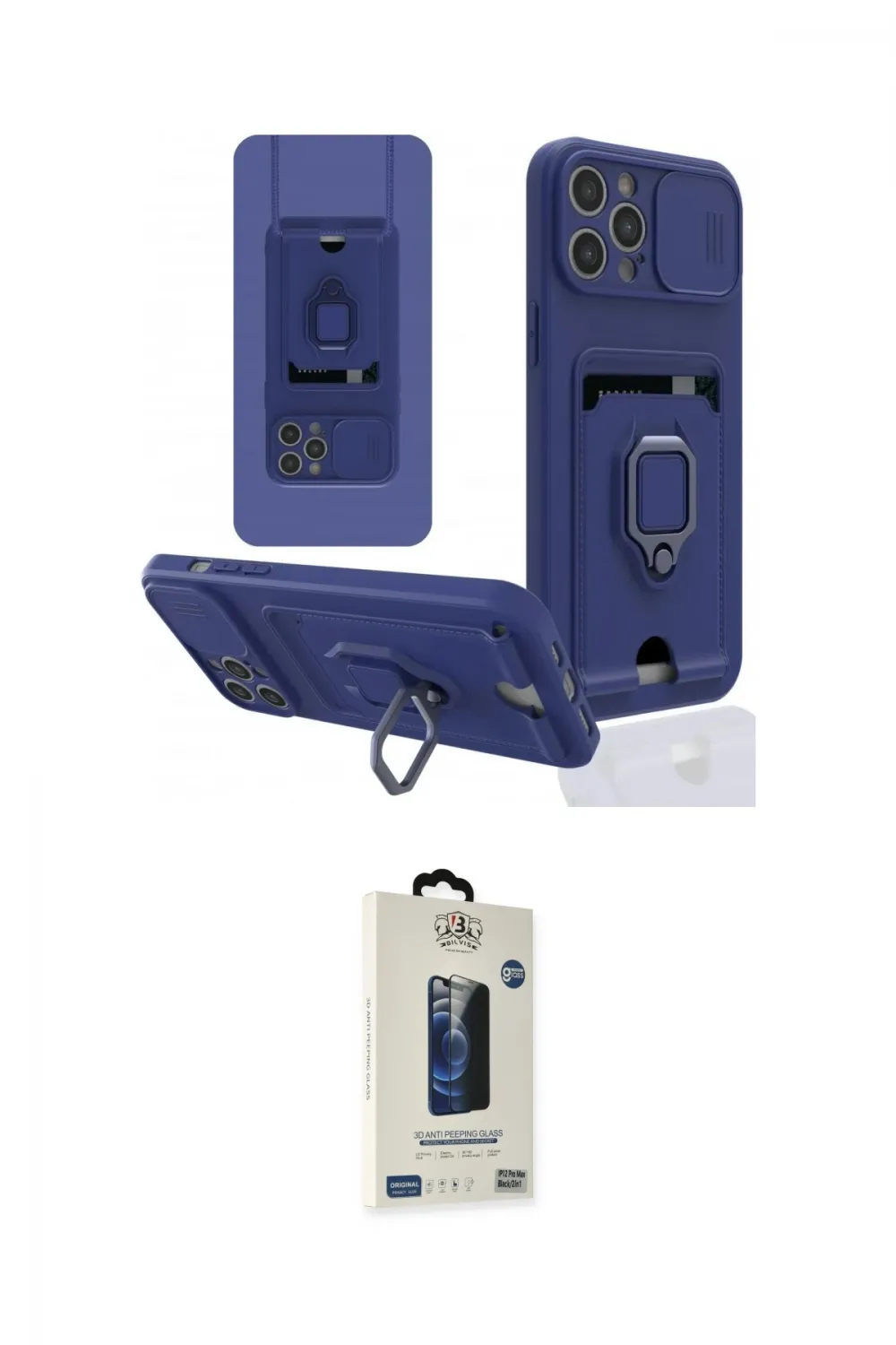 ieg™ iPhone 12 Pro Max Kılıf Vadi Form Prime - Siyah Bilvis Hayalet Cam Ekran Koruyucu