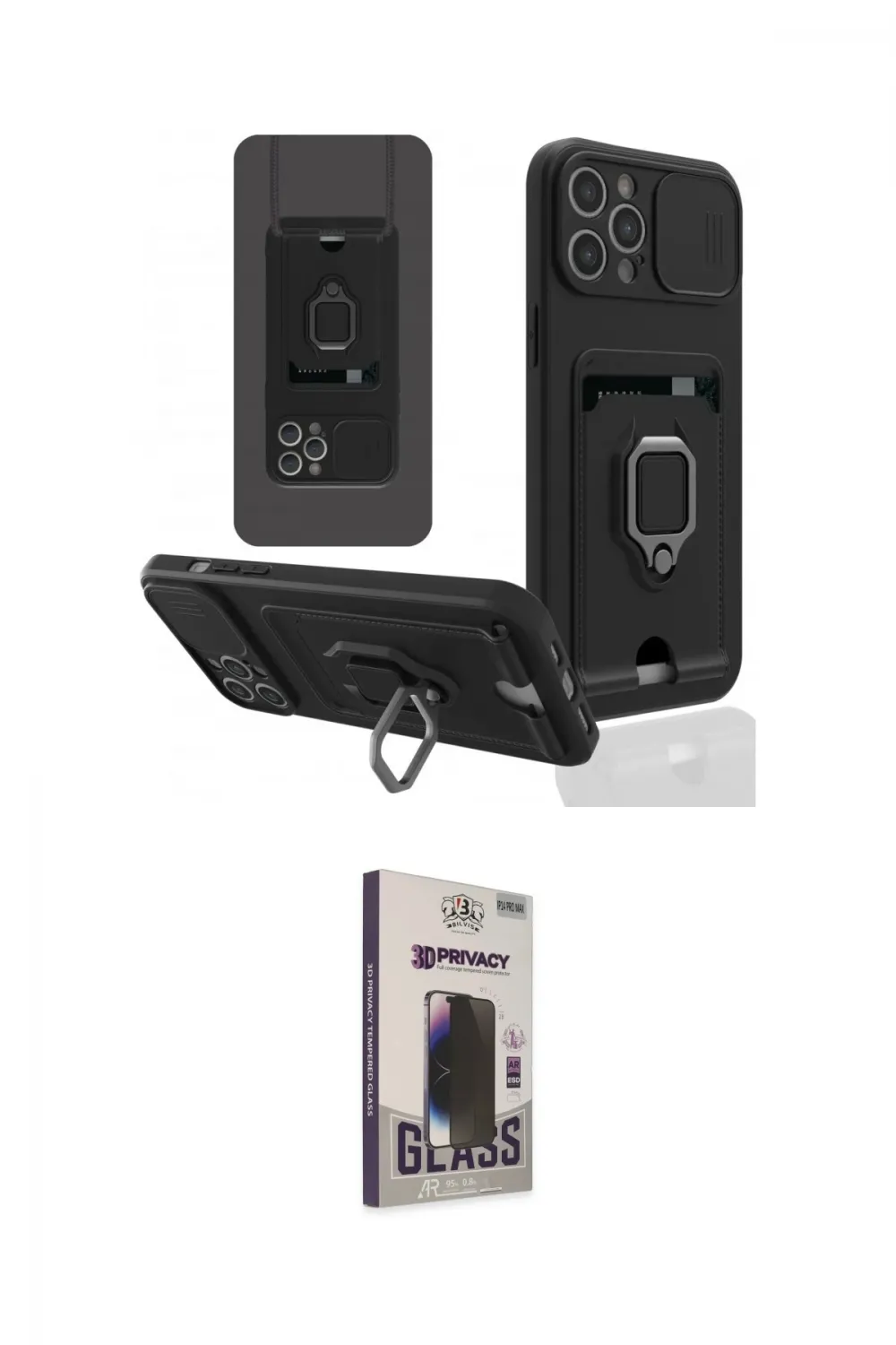 ieg™ iPhone 12 Pro Max Kılıf Vadi Form Prime - Siyah Bilvis Hayalet Cam Ekran Koruyucu